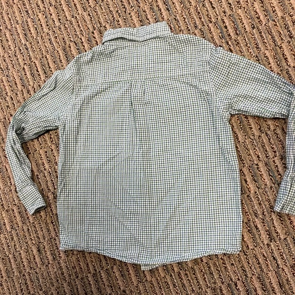 H&M Green Blue White Plaid Checkered Button Up Down Long Sleeves Shirt Boys 6-7 - Picture 13 of 13
